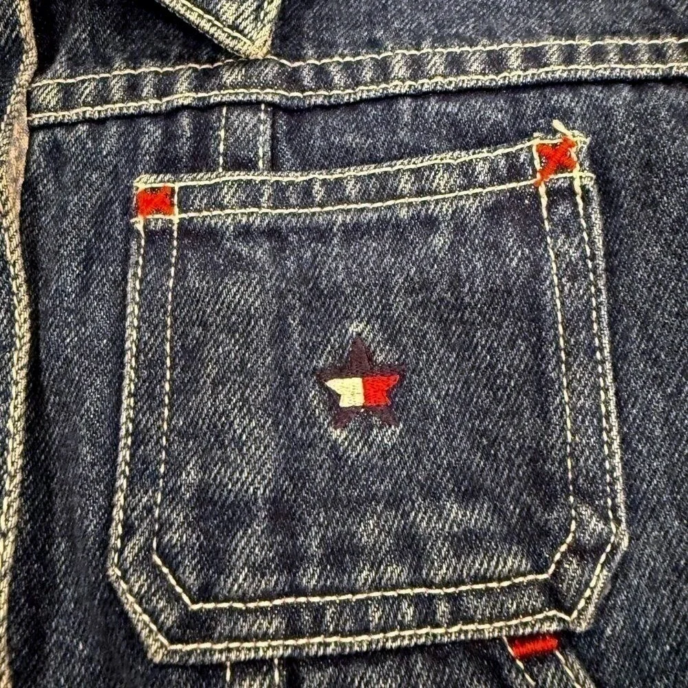 Tommy Hilfiger Girls Denim Jean Jacket‎ Blue Red Stars USA Patriotic - Medium